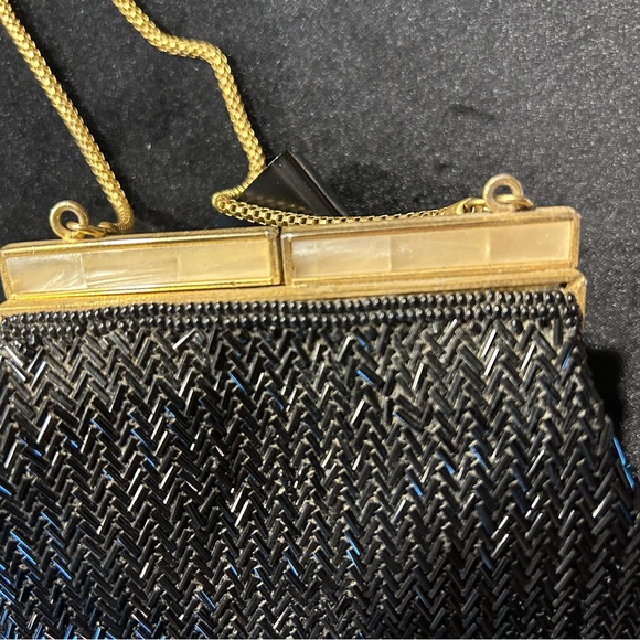 Vintage Art Deco era Herringbone Beaded Evening Shoulder Bag Coin Purse - Picture 2 of 7